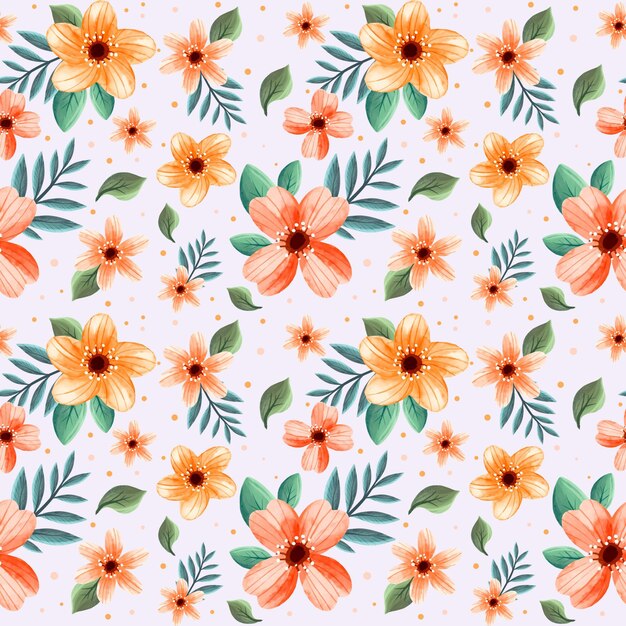 Hand painted watercolor floral pattern in peach tones