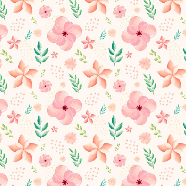 Hand painted watercolor floral pattern in peach tones