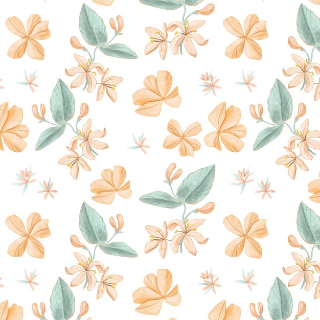 Hand painted watercolor floral pattern in peach tones