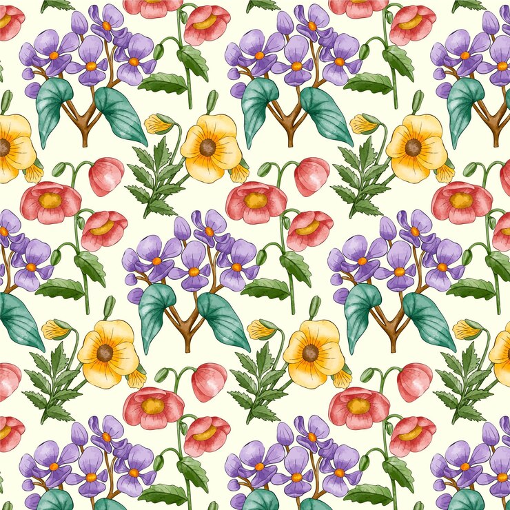 Free Vector hand painted watercolor floral pattern