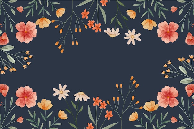 Hand painted watercolor floral wallpaper