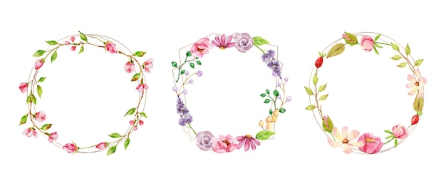 Hand painted watercolor floral wreath collection