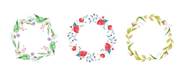 Ручная роспись акварелью коллекция цветочных венков