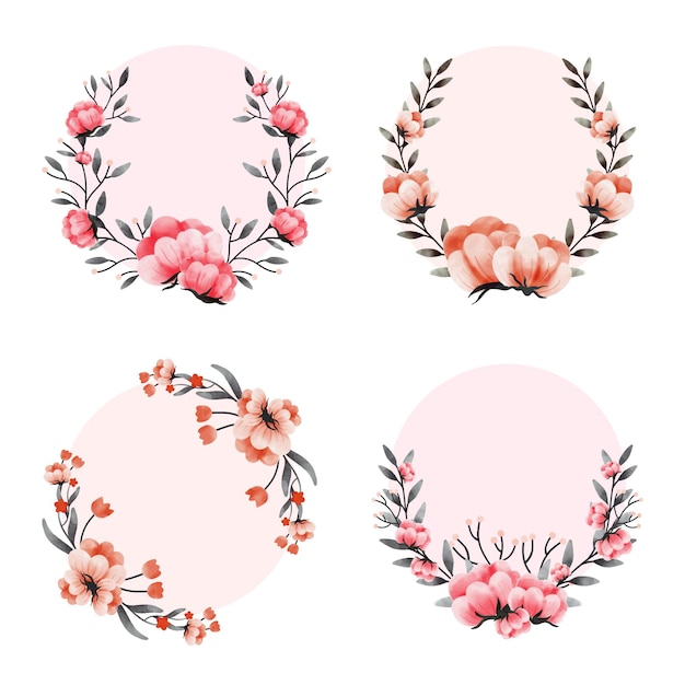 Hand painted watercolor floral wreaths collection