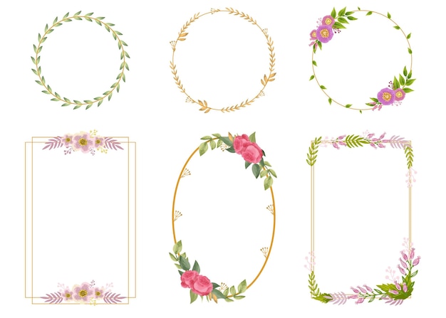 Free vector hand painted watercolor floral wreaths collection