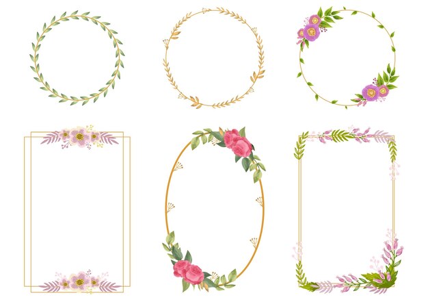 Hand painted watercolor floral wreaths collection