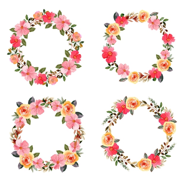 Hand painted watercolor floral wreaths collection