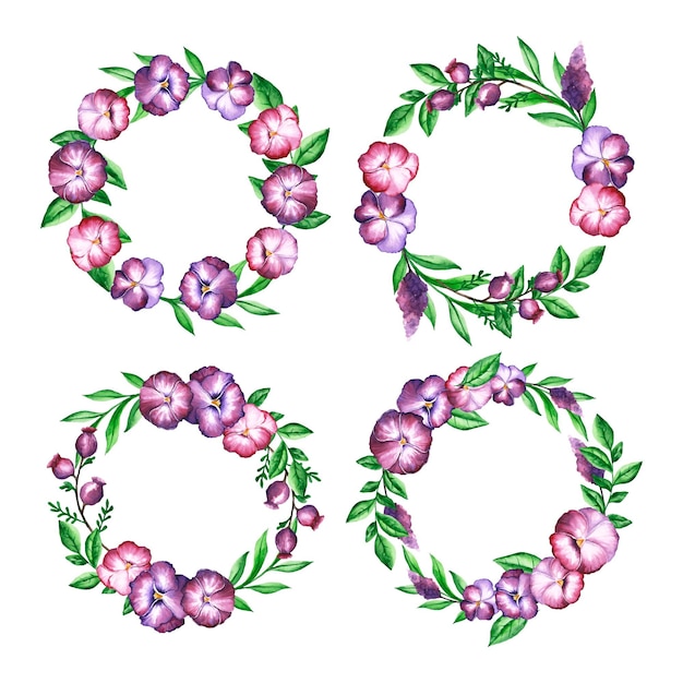 Hand painted watercolor floral wreaths collection