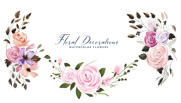 Hand painted watercolor flower decoration collection