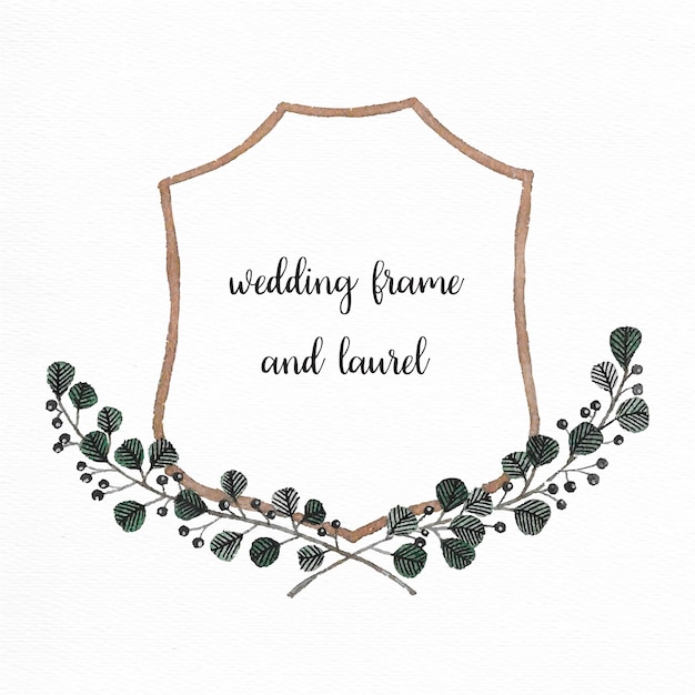 Free vector hand painted watercolor frame with laurel
