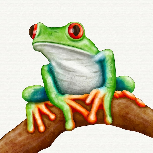 Hand painted watercolor frog illustration