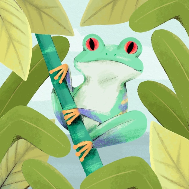 Free vector hand painted watercolor frog illustration