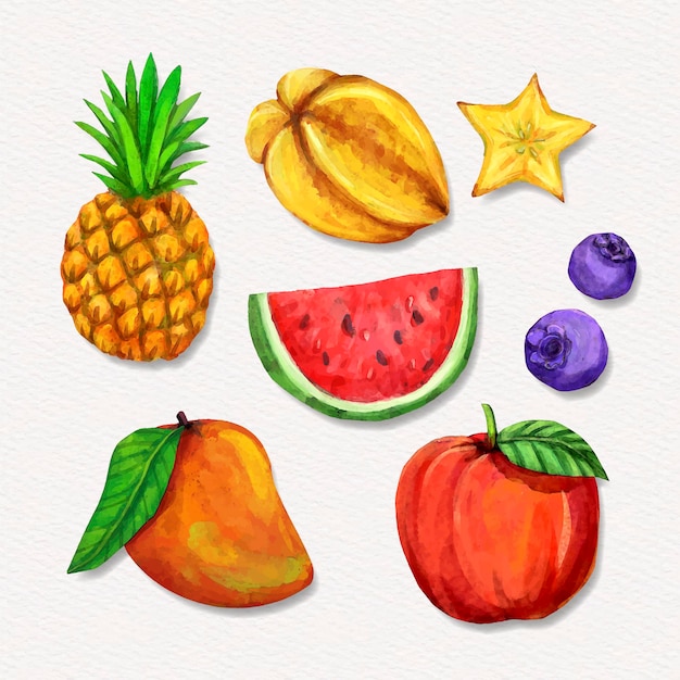 Hand painted watercolor fruit collection