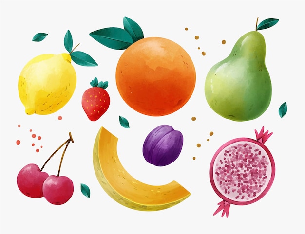 Hand painted watercolor fruit collection