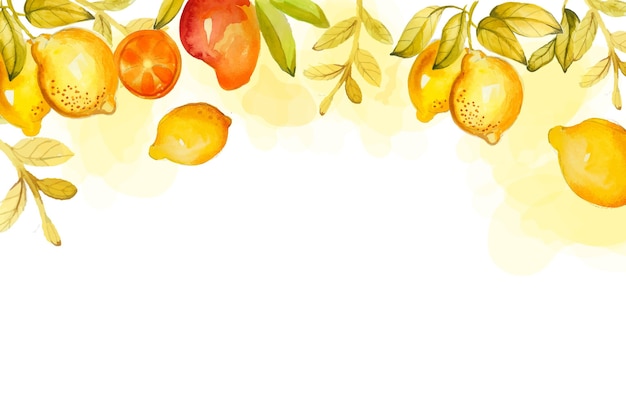 Hand painted watercolor fruits background