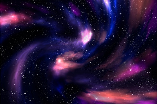 無料ベクター 手描きの水彩銀河の背景