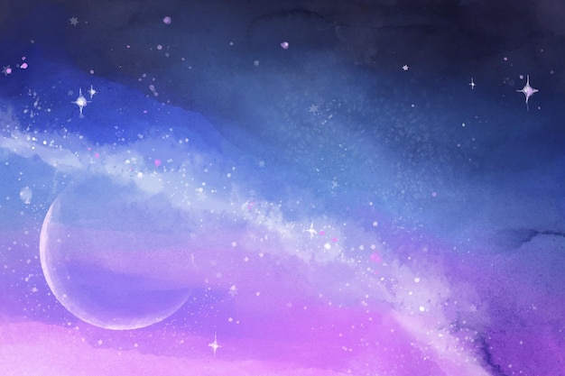 Hand painted watercolor galaxy background