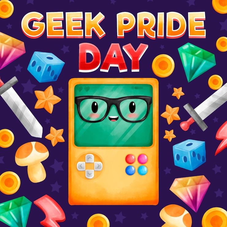Free Vector hand painted watercolor geek pride day illustration