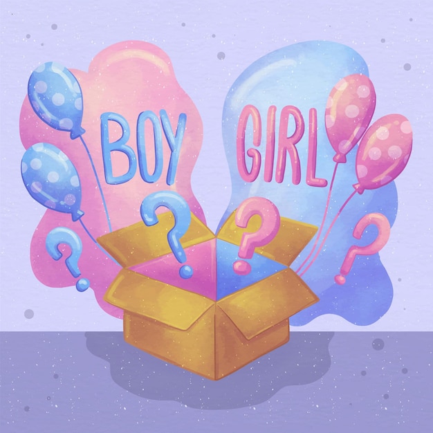 Hand Painted Watercolor Gender Reveal Concept