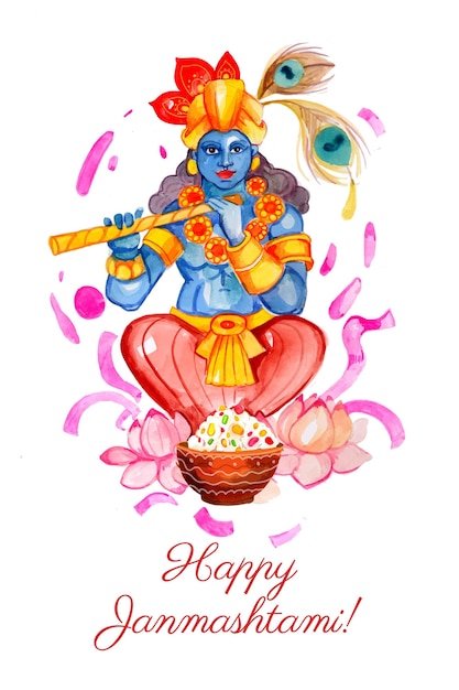 Free vector hand painted watercolor gopalkala illustration