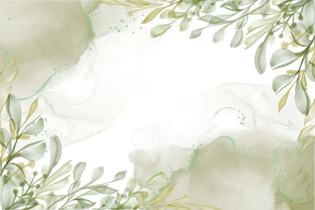 Hand painted watercolor greenery leaf background