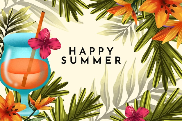 Hand painted watercolor happy summer illustration