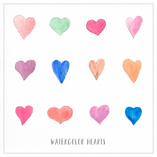 Free vector hand painted watercolor hearts illustrations