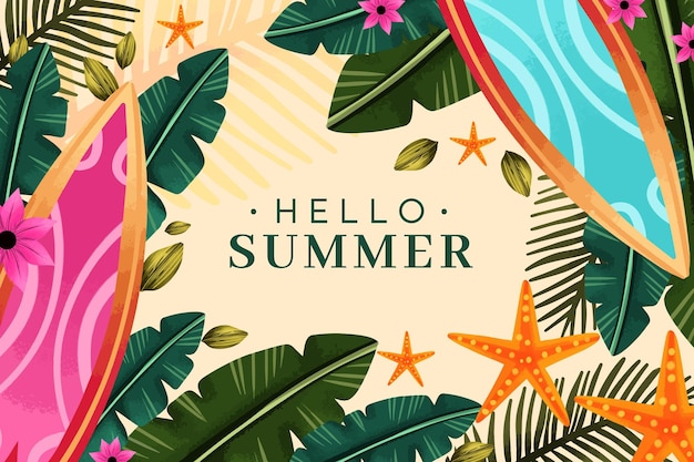 Free vector hand painted watercolor hello summer illustration