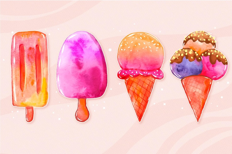 Free Vector hand painted watercolor ice cream collection