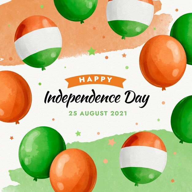 Ручная роспись акварелью день независимости индии иллюстрация