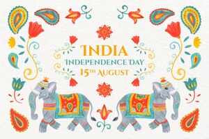 Ручная роспись акварелью день независимости индии иллюстрация