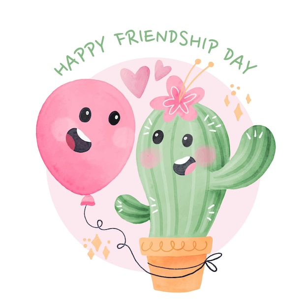 Hand painted watercolor international friendship day illustration