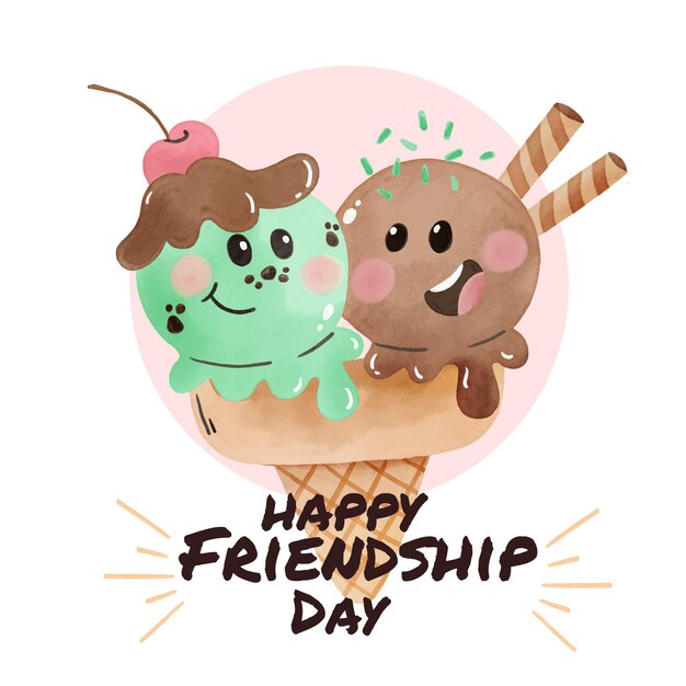 Hand painted watercolor international friendship day illustration