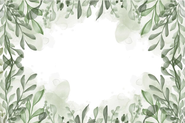 Hand painted watercolor leaf greenery background
