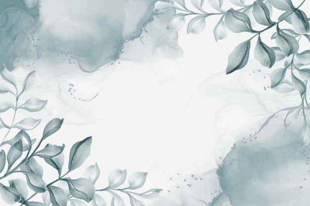 手描きの水彩画の葉ネイビーブルーの背景
