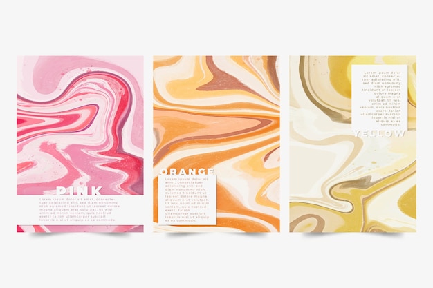 Free vector hand painted watercolor liquid marble cover collection