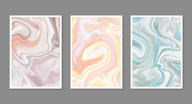 Free Vector hand painted watercolor liquid marble cover collection