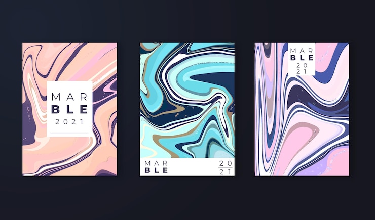 Free Vector hand painted watercolor liquid marble covers collection