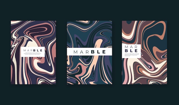 Free Vector hand painted watercolor liquid marble covers collection