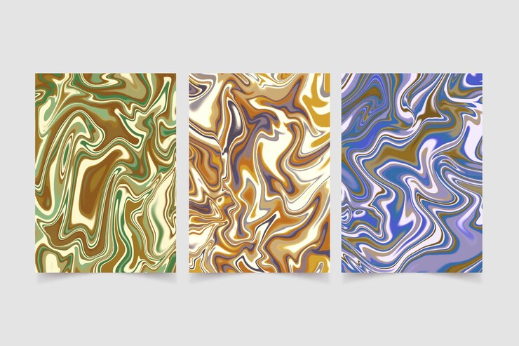 Free Vector hand painted watercolor liquid marble covers collection