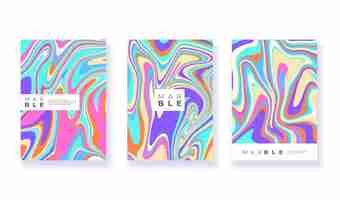 Free vector hand painted watercolor liquid marble covers collection