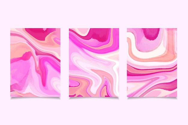 Free vector hand painted watercolor liquid marble covers collection