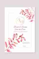 Free vector hand painted watercolor minimalist wedding invitation template