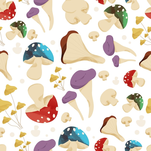 Hand painted watercolor mushroom pattern