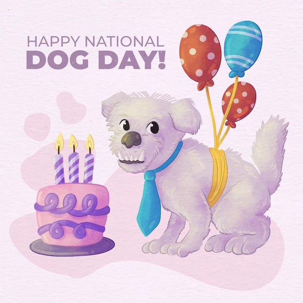 Free vector hand painted watercolor national dog day illustration