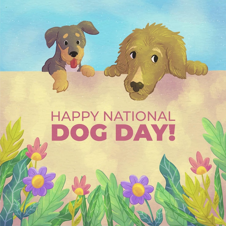 Free Vector hand painted watercolor national dog day illustration