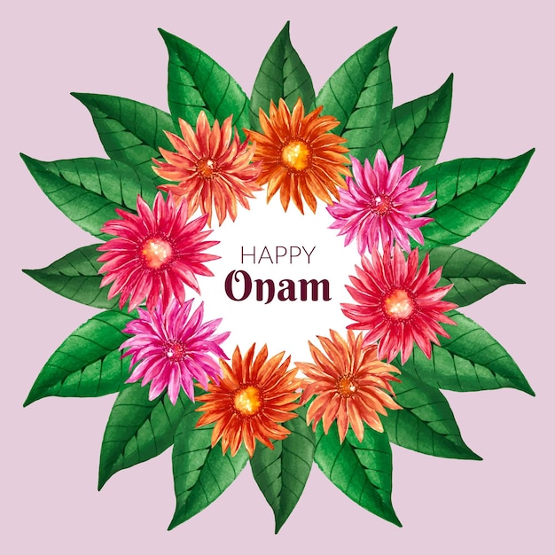 Vettore gratuito illustrazione di onam dell'acquerello dipinta a mano