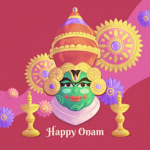 Ручная роспись акварель onam иллюстрации