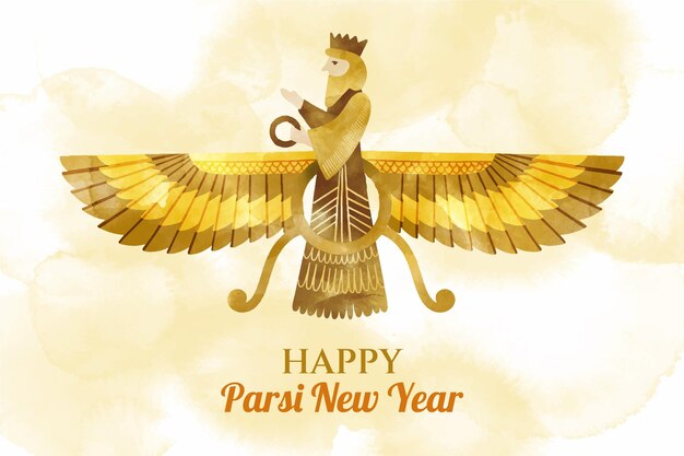 Hand painted watercolor parsi new year illustration