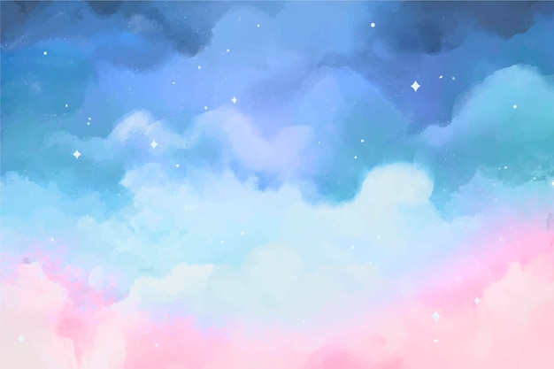 Hand painted watercolor pastel sky background